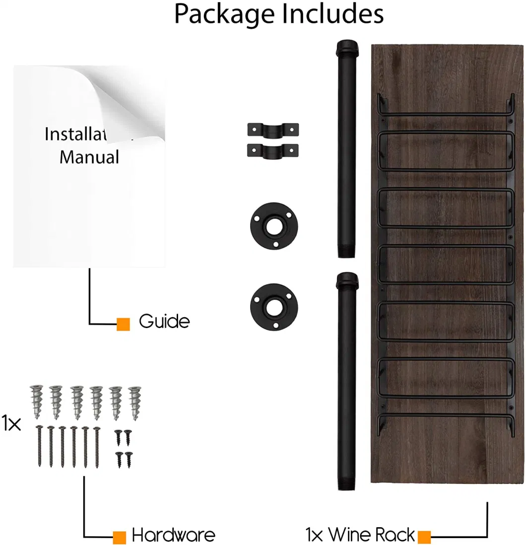 Modern Popular Customized Floating Wooden Wine Bottle Shelf and Wine Glass Drying Display Rack